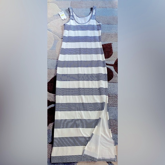 NWT Womens Roxy Dresses Bold Stripe Tuba Tank Midi Dress Marshmallow - Picture 7 of 7